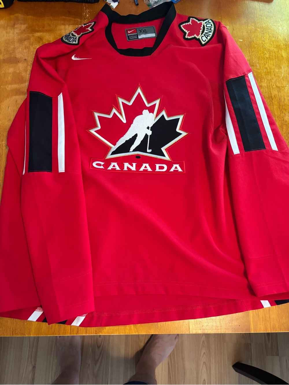 Nike Red and Black Hockey Jersey with Neck Label